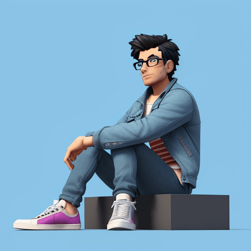 AI generated: Prompt: Create a 3D illustration of an animated character sitting casually on top of a social media ...