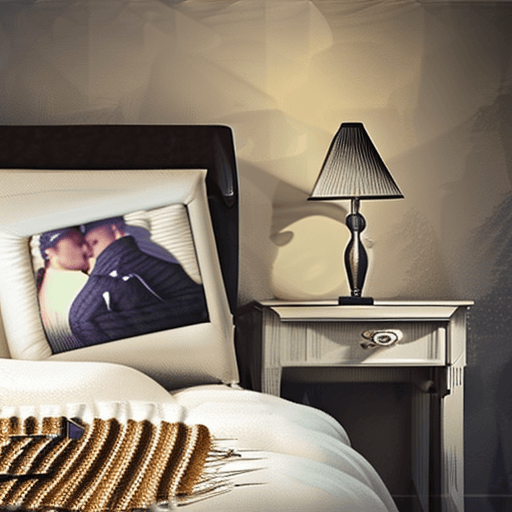 AI generated: High resolution photography romance book cover of man and woman in bed, in a passionate kiss, atmosp...