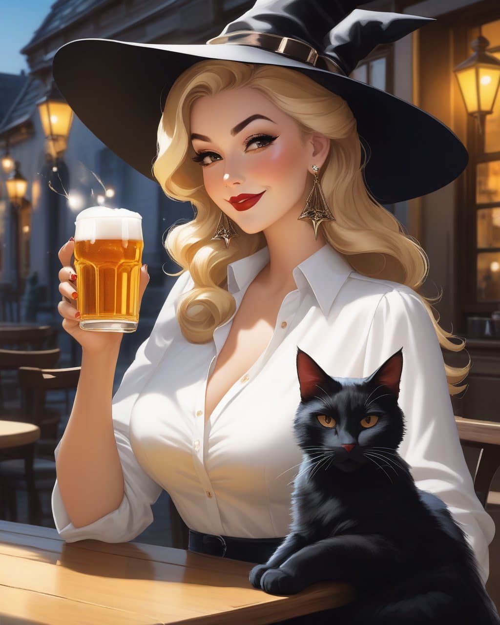 AI generated: (1 woman, upper body, bombshell, pin-up style, three-quarters profile), (blonde, wearing sunglasses,...