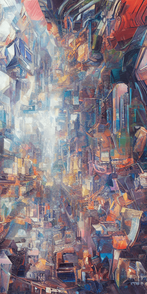 AI generated: A wonderful glimpse into the future from my perspective. Drawn in an animated style with great atten...