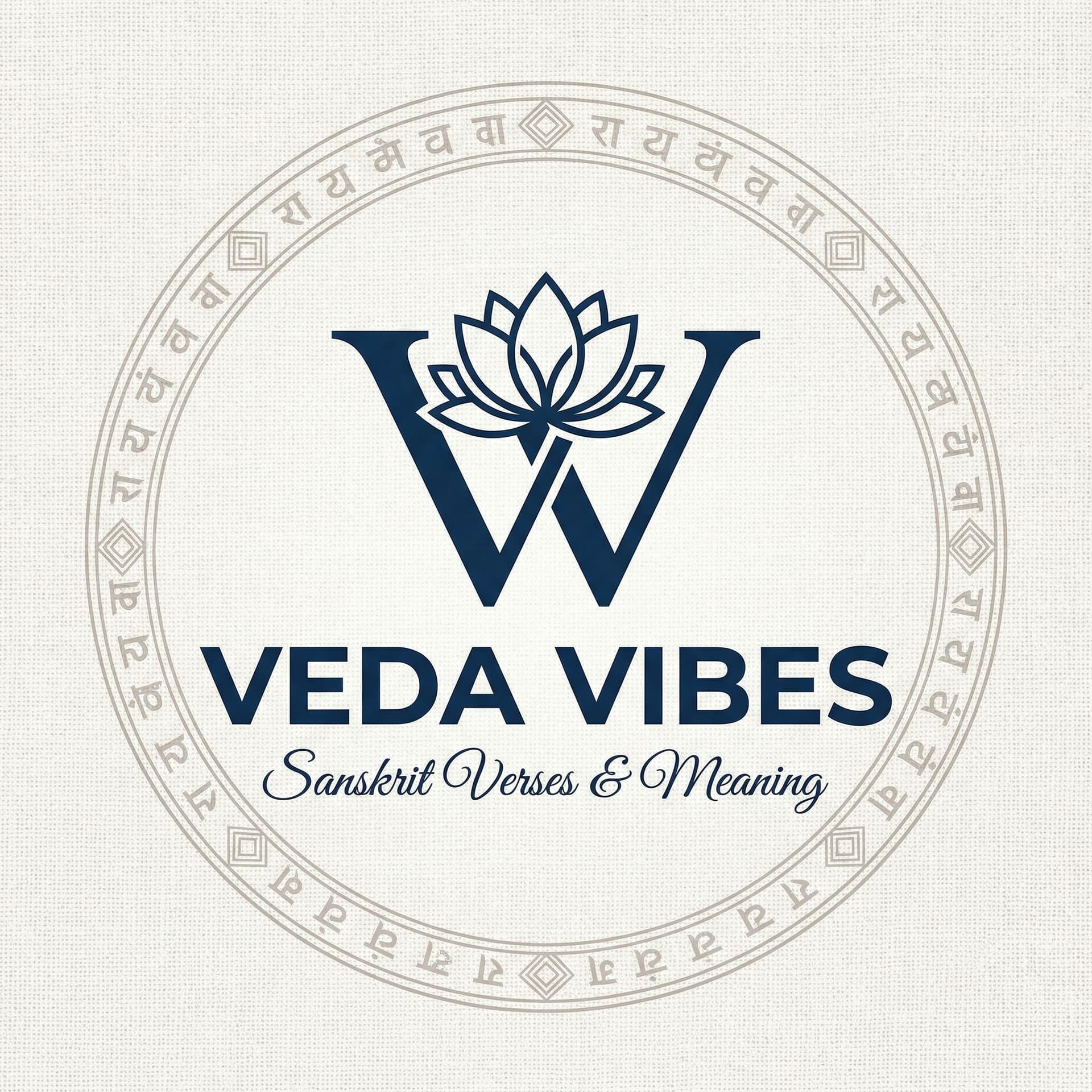 AI generated: create a clothing brand logo name Veda vibes, this brand prints something hindu snskrit verses and t...