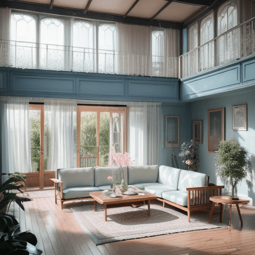 AI generated: High resolution photography interior design, dreamy sunken living room conversation pit, wooden floo...