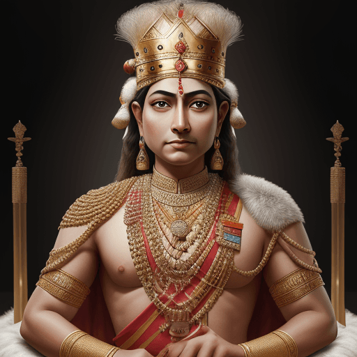 AI generated: Hyper realistic full body potrait image of king Ashoka 