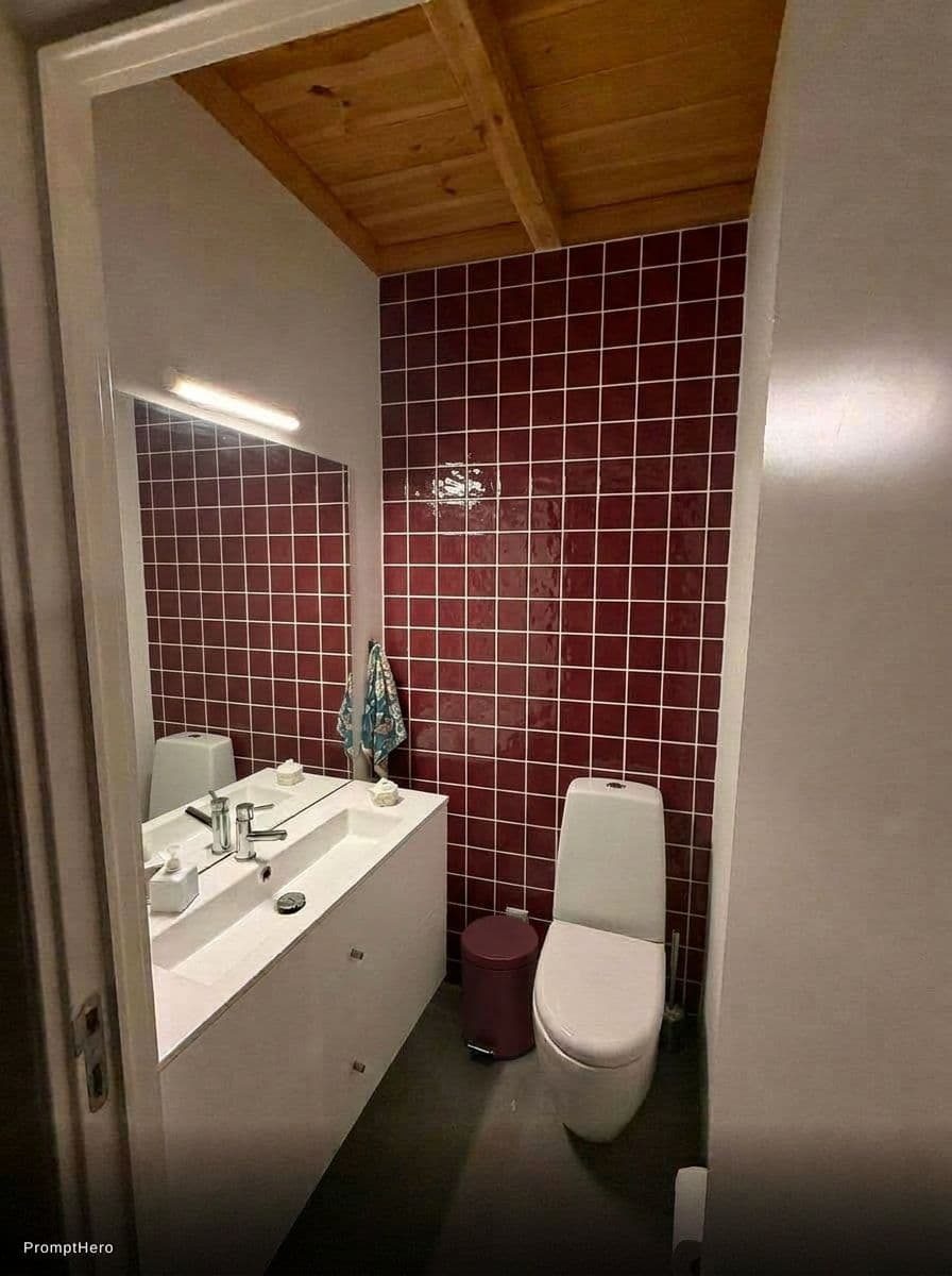 AI generated: Instead of the gallery wall put these tiles. Keep the rest exactly the same.