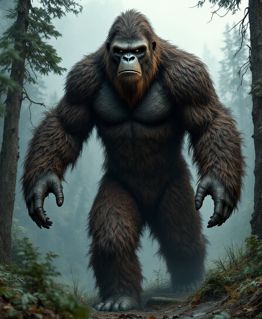 AI generated: Sasquatch, also known as Bigfoot, is often described as a towering, mysterious being that inhabits t...