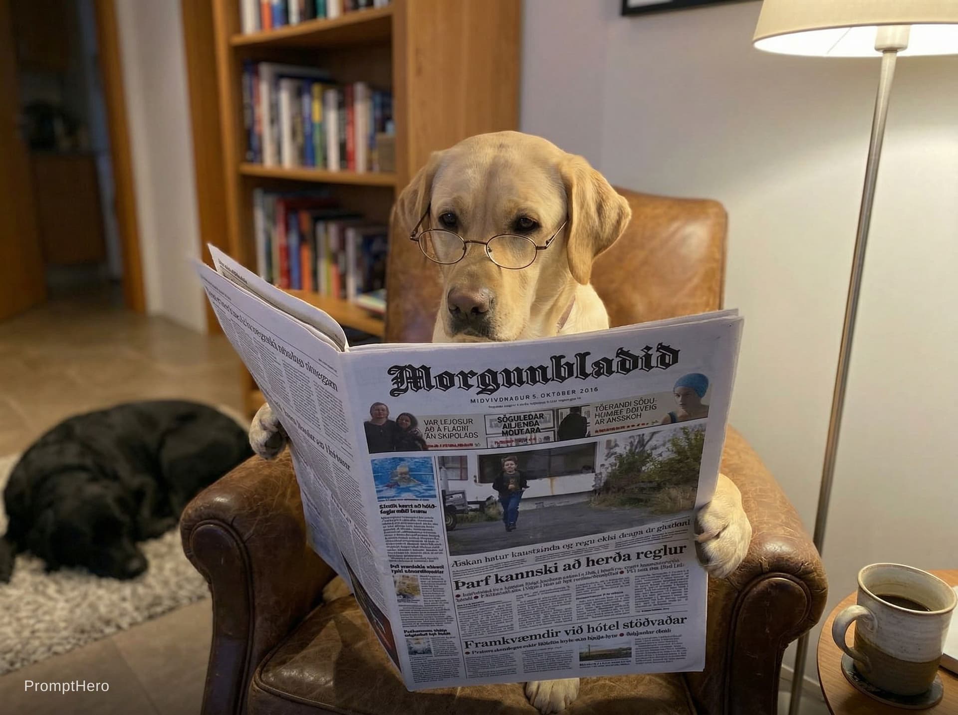 AI generated: Ronja reading the newspaper