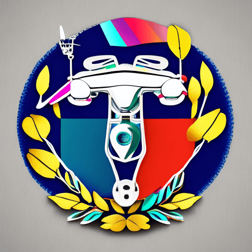 AI generated: Colored logo with laurel wreath and FPV drone in the center