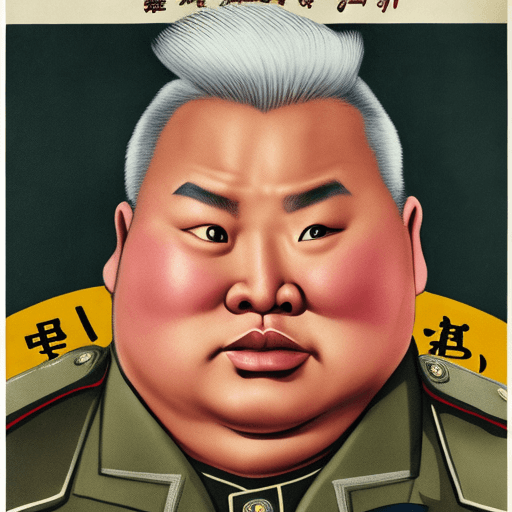 AI generated: Marvel Poster of a white-haired fat Asian man in a gala military uniform, sad eyes, well dressed, fi...