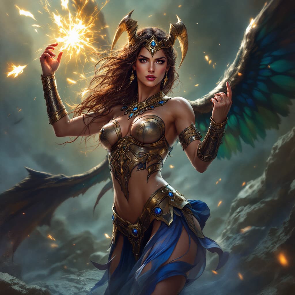 AI generated: Unveiling the power of fantasy through a stunning portrait of Amazon Valkyrie Athena, capturing ever...