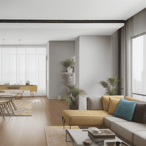 AI generated: "an interior design apartment in modern style. The living room features a vanilla latte palette with...