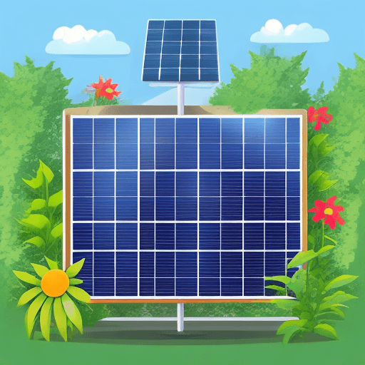 AI generated: an icon of a solar panel mixed with plants in a cartoon format 
