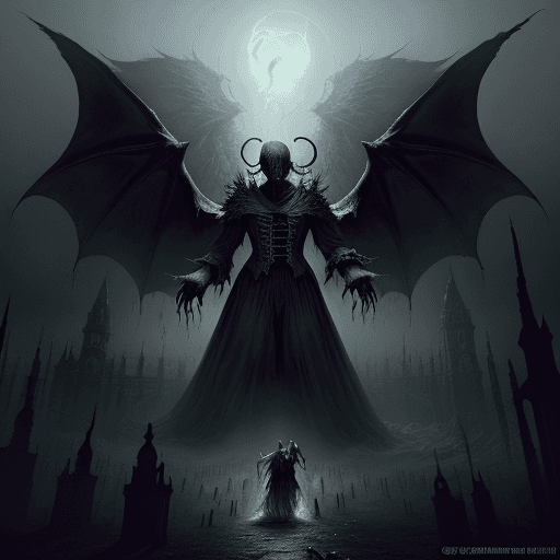 AI generated: concept art concept art a classical baroque painting of a cinematic ending to a bloodborne vampire b...