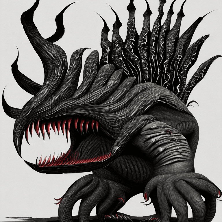 AI generated: Imagine a creature of pure hunger. It is a massive, black maw with rows of sharp teeth. Its body is ...