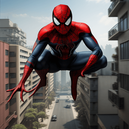 AI generated: Hyper realistic eye level 
A MOTO BIKE MONSTER OF SPIDERMAN IN RESIDENTIAL AREA