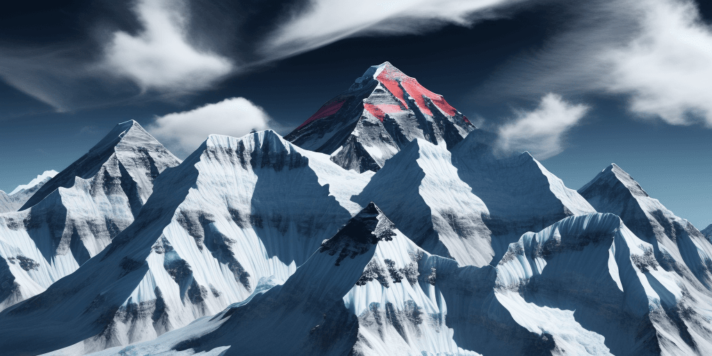 AI generated: Mount Everest, in the style of illusory wallpaper, colorful realism, modular, intense close-ups, uhd...