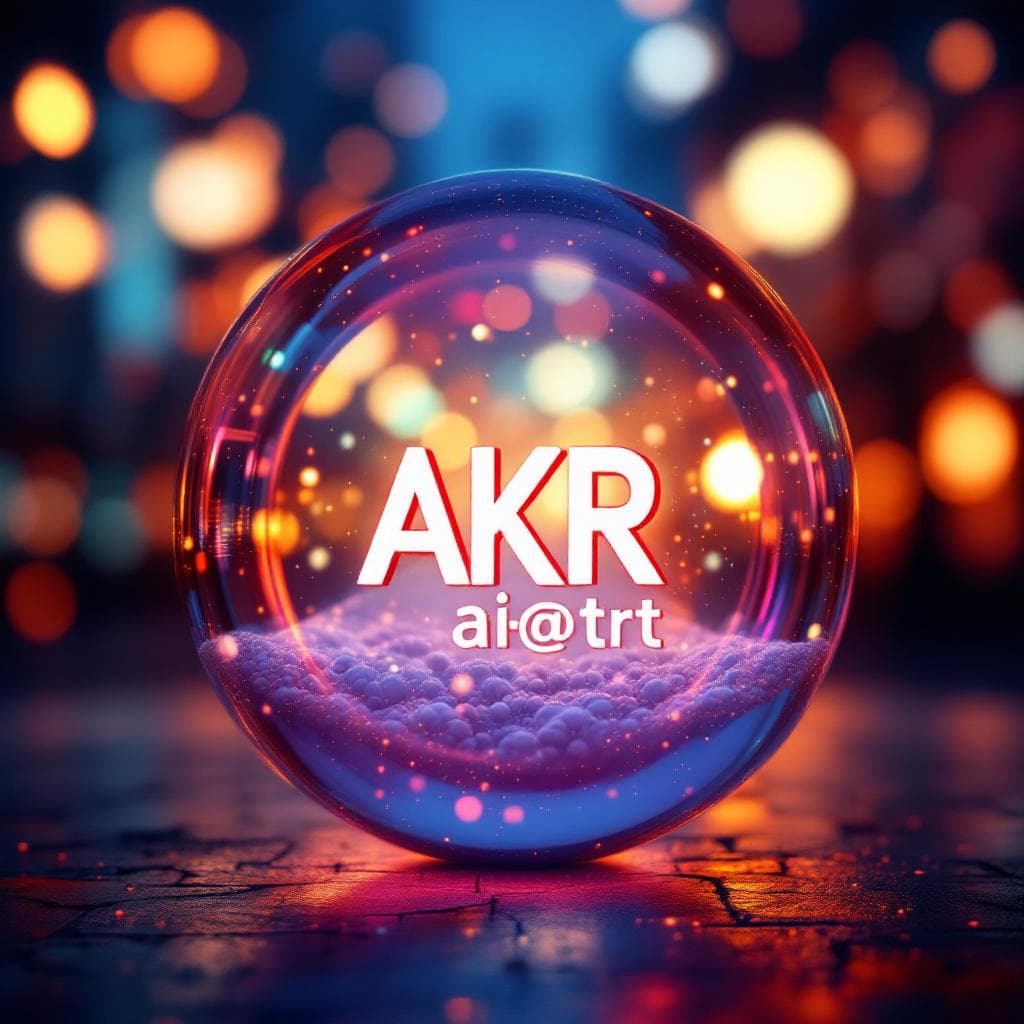 AI generated: Friendly Logo for a new art studio called "AKR AI-@rt", depicted inside a sphere against a bokeh bac...