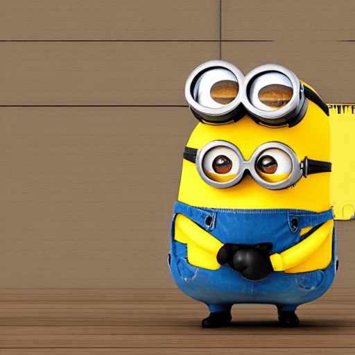 AI generated: cute yellow minion, holding an Big coffe 