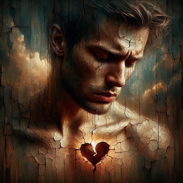 AI generated: Heartbroken in an aged cracked oil painting by Michael Garmash :: Thomas Wells Schaller :: Leonid Af...