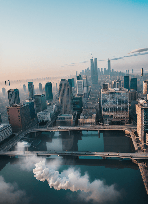 AI generated: high-quality photography of a city in clean air