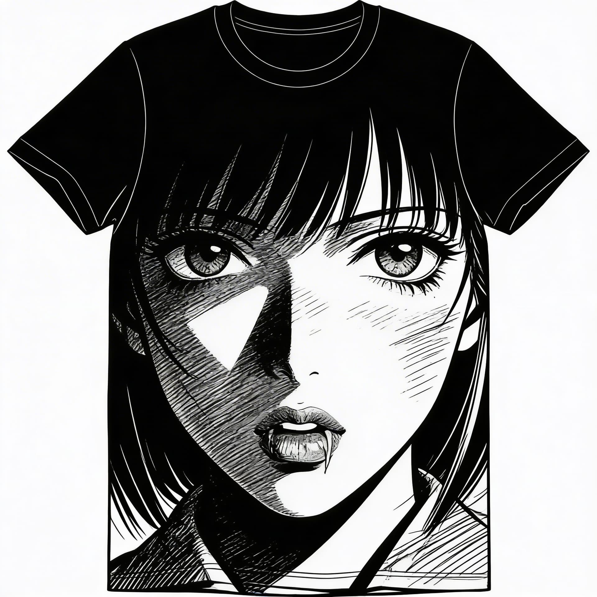 AI generated: Vintage 90s anime, Scratchy pen strokes, blind contour, perspective closeup, beautiful girl, face in...