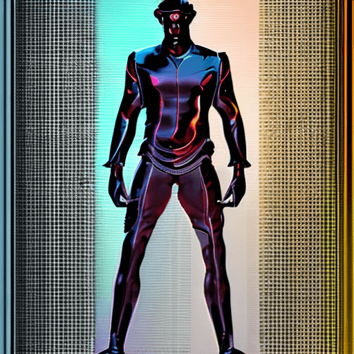 AI generated: Male, pitch black skin, villain, full body, ((sleek skintight suit)), 8k resolution concept art port...