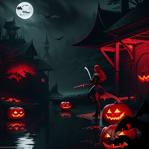 AI generated: the wet at night with her sword, in the style of screen printing, epic fantasy scenes, comiccore, li...