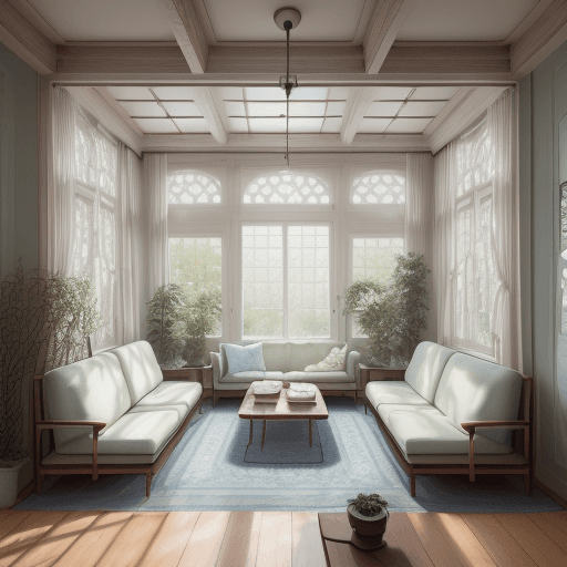 AI generated: High resolution photography interior design, dreamy sunken living room conversation pit, wooden floo...