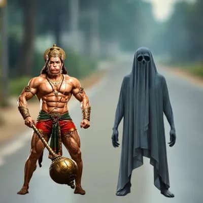 AI generated video: Hanuman and ghost fight 
