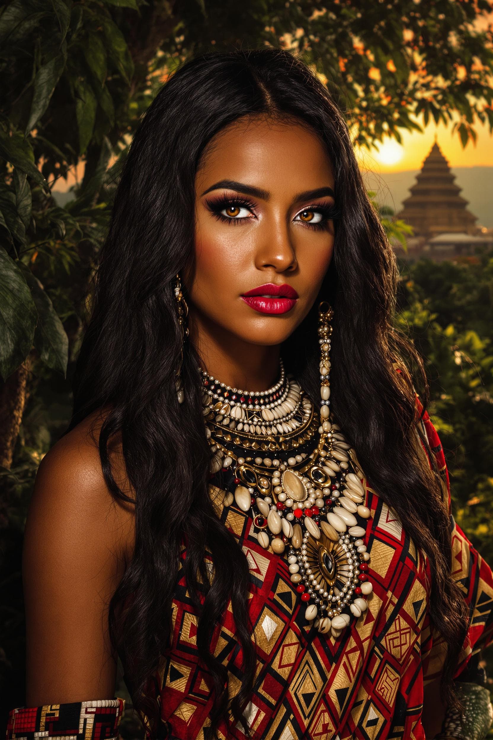 AI generated: A strikingly beautiful and enigmatic woman with an aura of power and mystique, captured in a hyper-r...