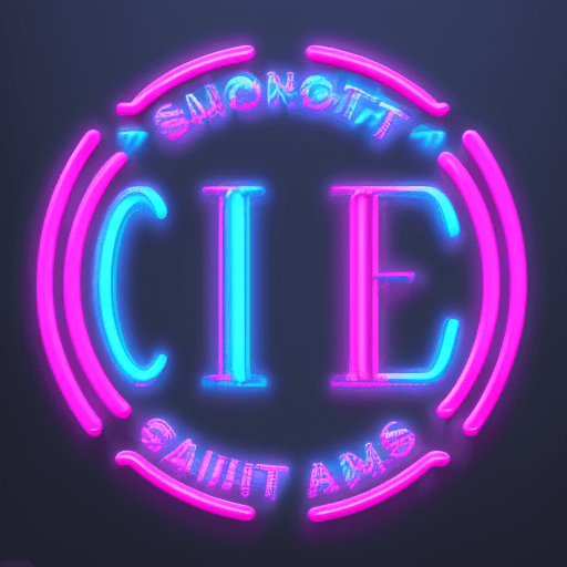 AI generated: Logo text “DIGITAL IMPORT S.A.”, pink and blue neon glow, metallic