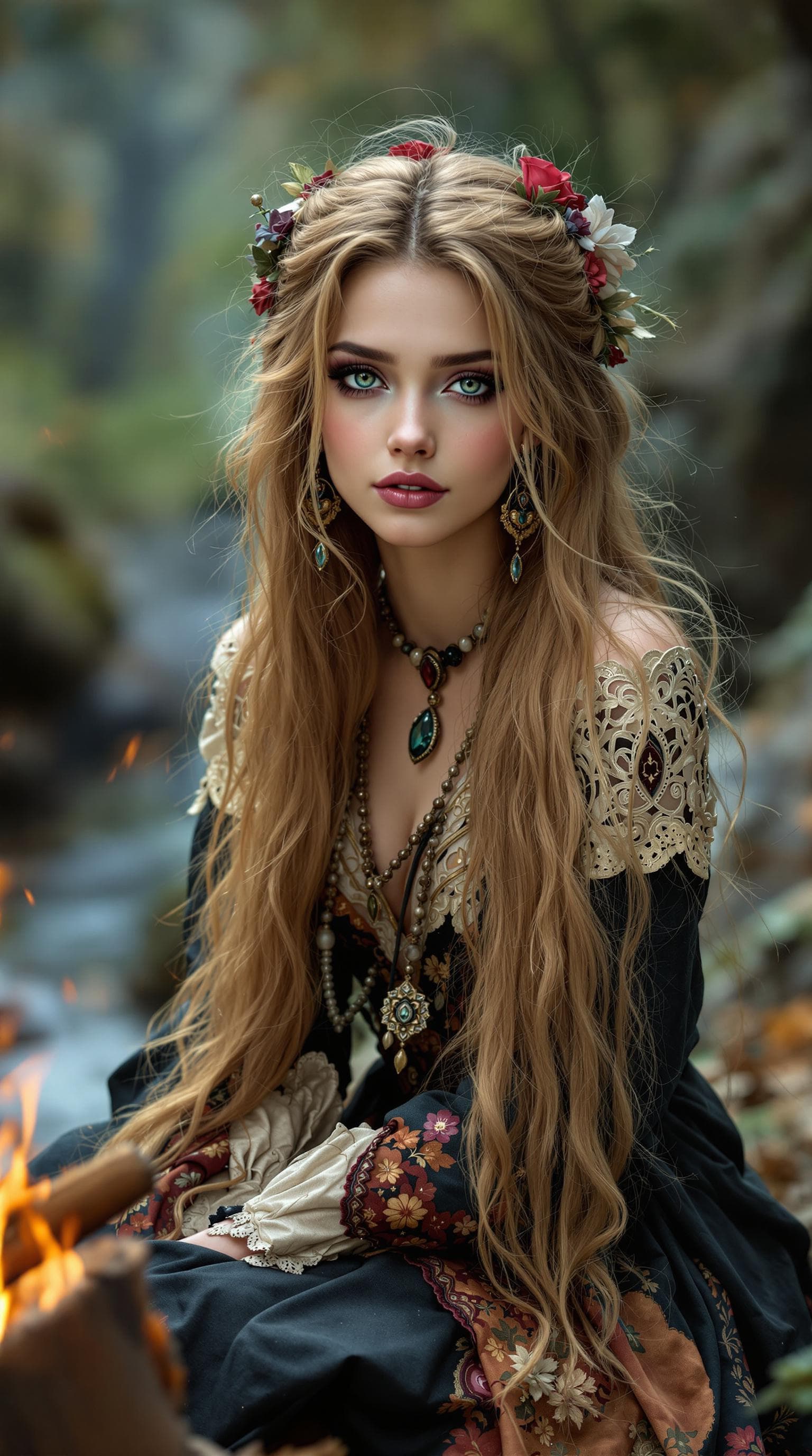 AI generated: a professional photo of a exceptionally of the most beautiful girl in the world, Transylvanian gypsy...