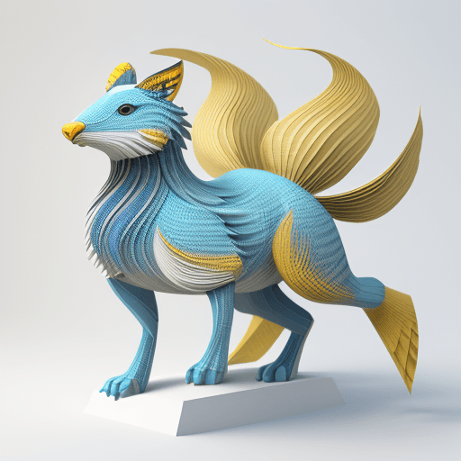 AI generated: 3d rendering, front view, beautiful animals, paper work for a tactile style, select a color palette ...