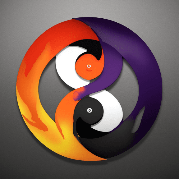 AI generated: A basic simple logo that looks like Yin and Yang that is easy to reproduce with green and purple et ...