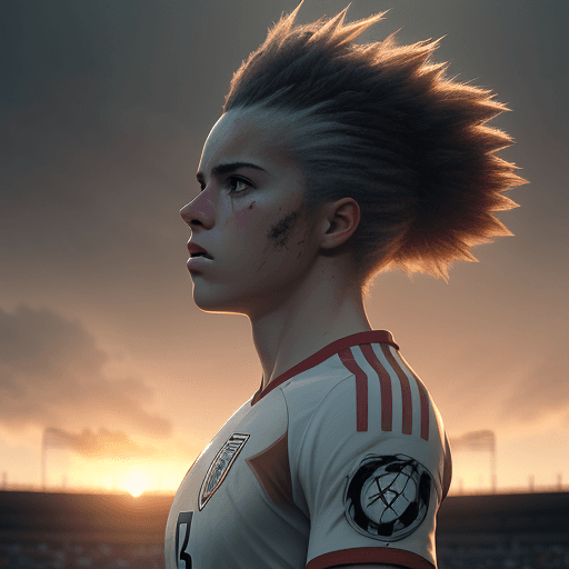 AI generated: hair largue, goal celebration, soccer player , dramatic light, pale sunrise, cinematic lighting, bat...