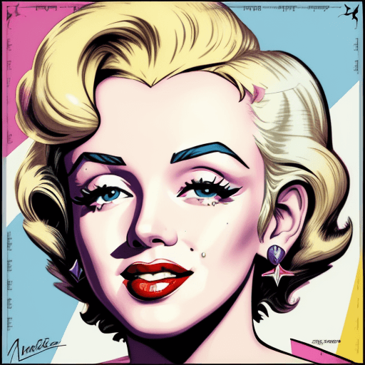 AI generated:  marilyn monroe pop art print i love the 80s, in the style of light white and light amber, steve sac...