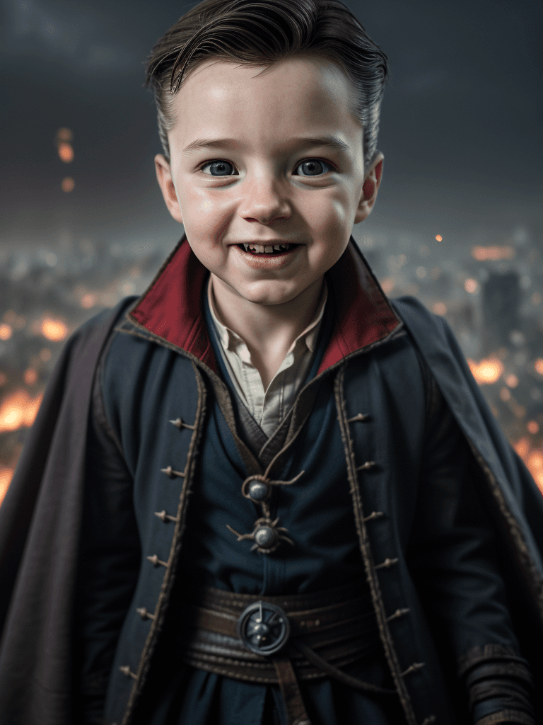 AI generated: Realism, best realism, portrait, portraiture, portrait photography, little baby Doctor Strange, marv...