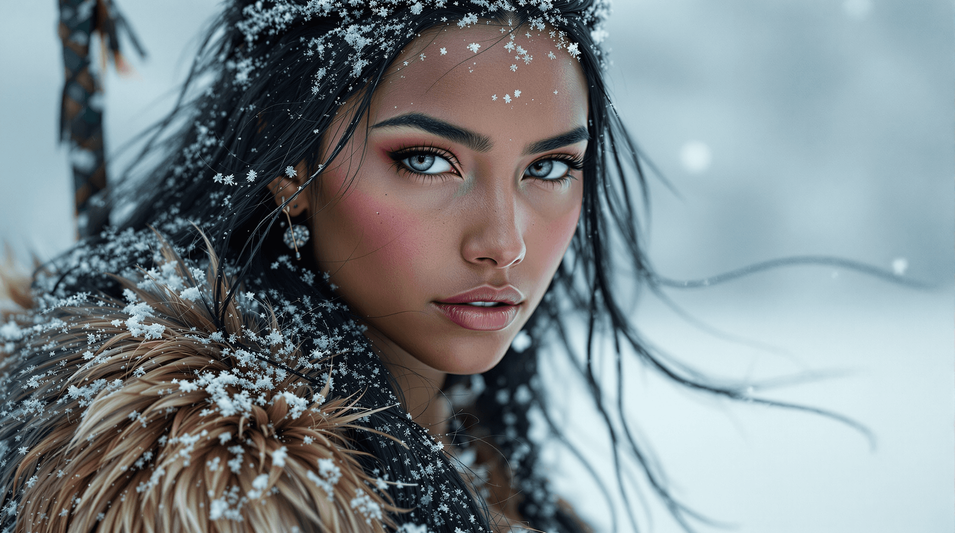 AI generated: a professional photo of the same exceptionally most beautiful Native American girl in the world (age...