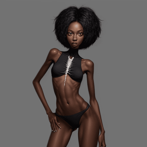 AI generated: very skinny black woman, bony and lean
