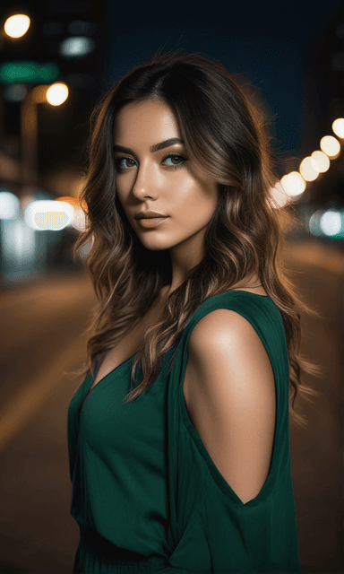AI generated: 22 years old very beautiful women, wearing a green mini dress, attractive face, detailed face, detai...