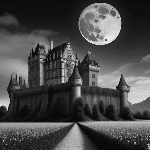 AI generated: This is the background on which a large castle in the Gothic style is depicted, there are open doors...
