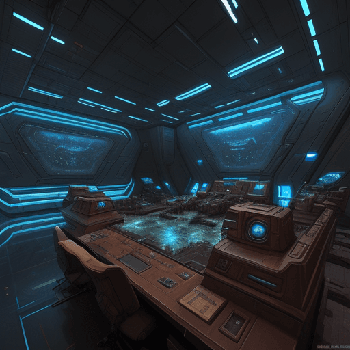 AI generated: A brown painting of the Terran Command Center from StarCraft, floating in water, in the style of Joh...