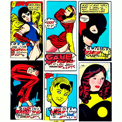 AI generated: comic book style, girl, all blue