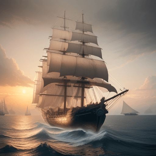 AI generated: Photo of a ultra realistic sailing ship, dramatic light, pale sunrise, cinematic lighting, battered,...