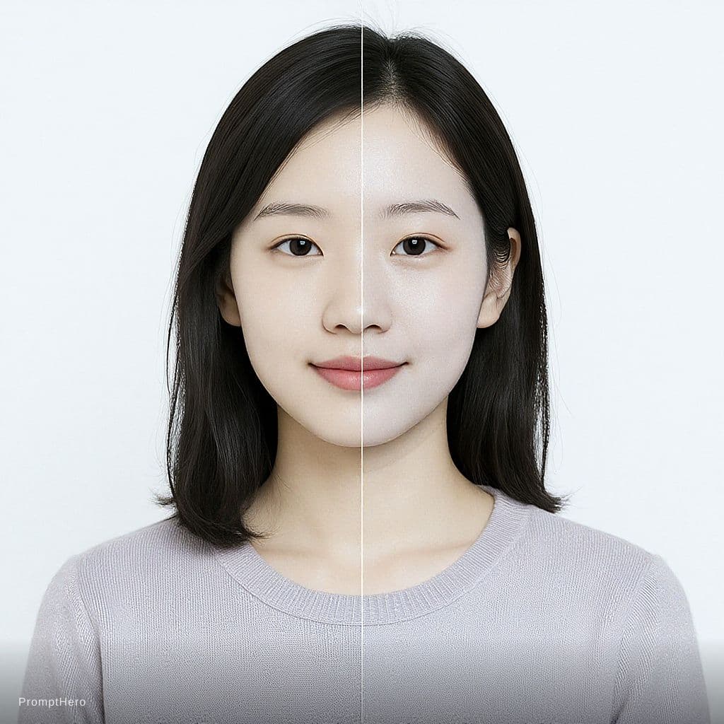 AI generated: Image 1 model recreating the same image like image 2 model.