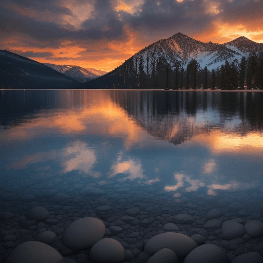 AI generated: Craft a poetic and evocative prompt that transports readers to the magic of Lake Tahoe during a suns...