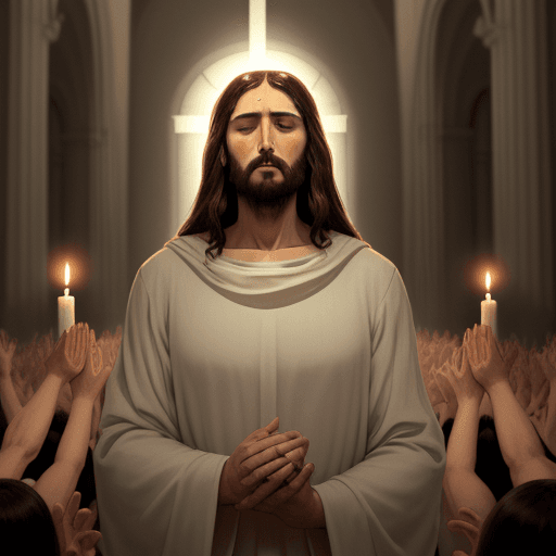 AI generated:  Jesus Christ worshipping