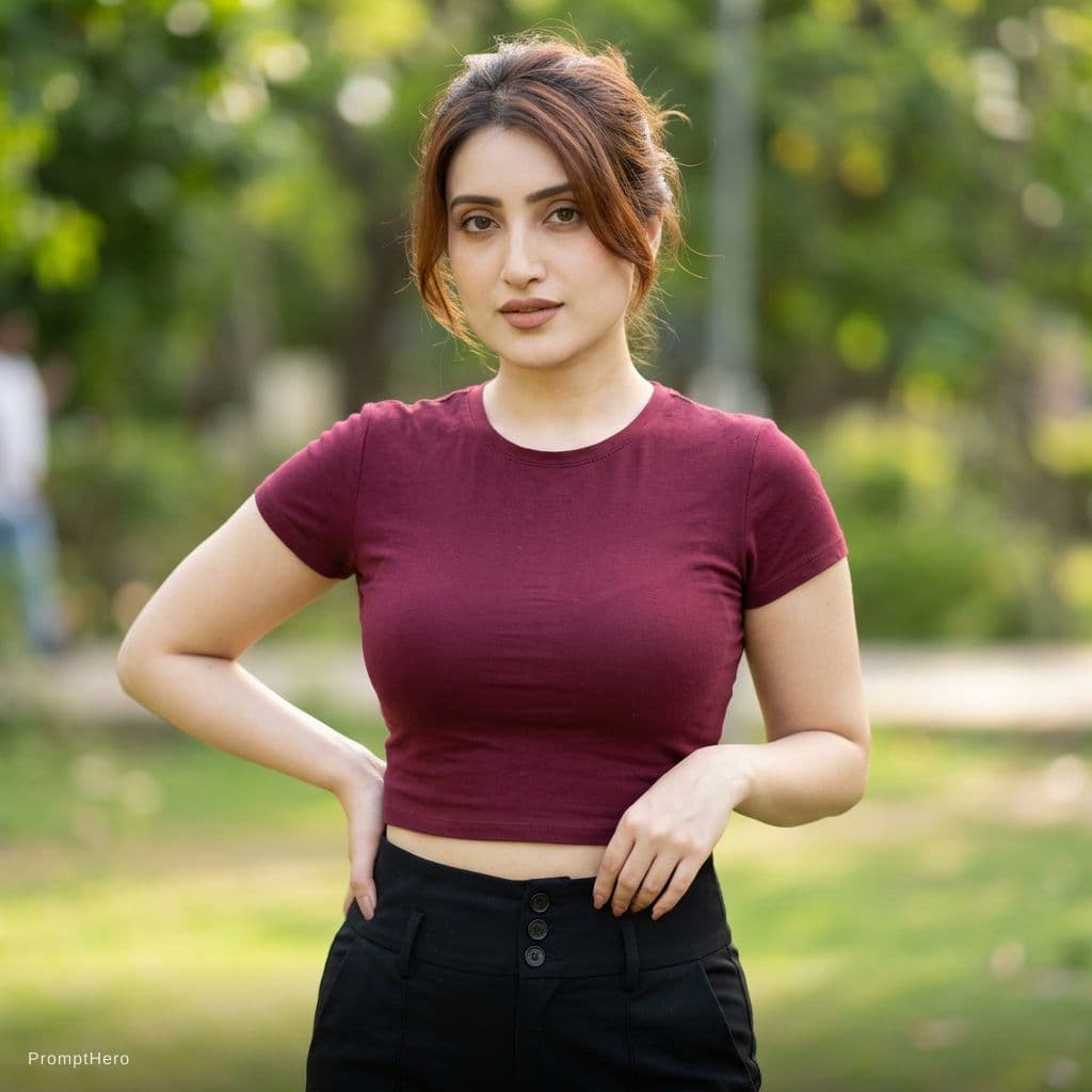 AI generated: An image of a young woman with a medium complexion and chestnut-colored hair styled in a casual updo...