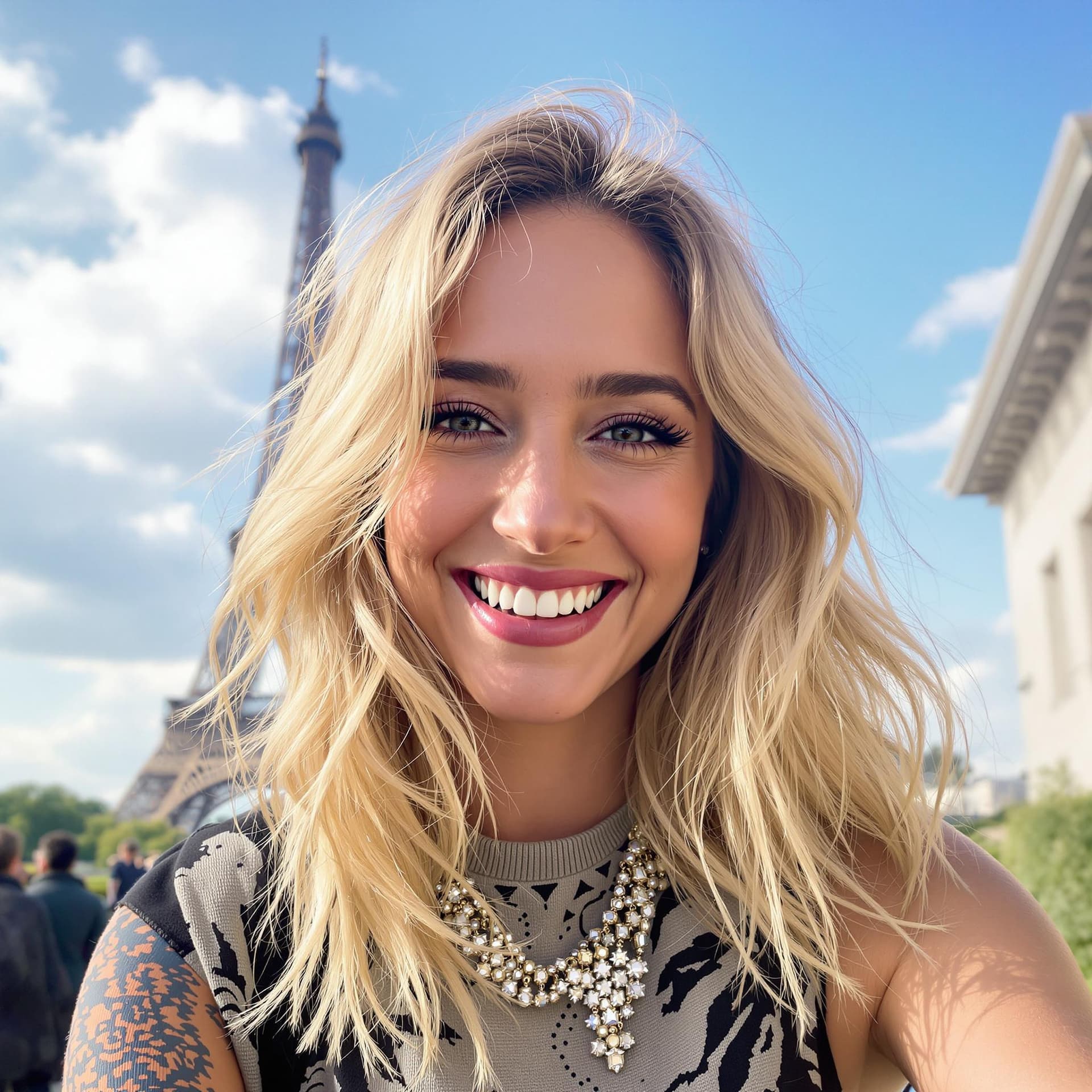 AI generated: Instagram photo, jennifer lawrence flirt smiling, in the style of social media influencers, natural ...