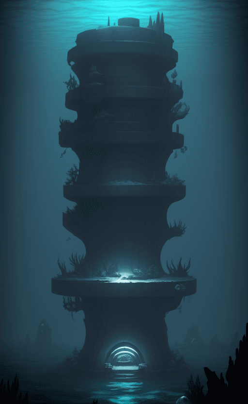 AI generated: Evil Underwater base