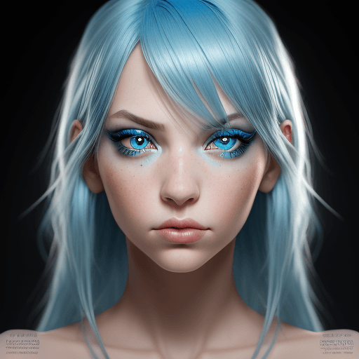 AI generated:  portrait closeup of an ((unbelievably stunning)) woman with sky blue hair , epic (photo, studio lig...